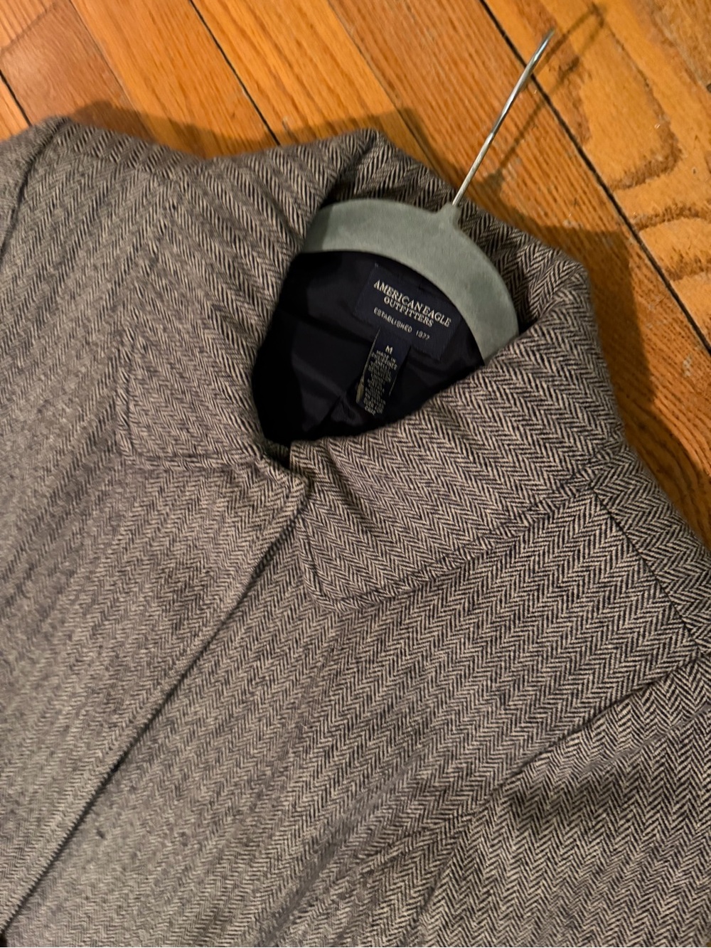Women’s wool blend Gray Herringbone Overcoat - Classic Tailored Coat